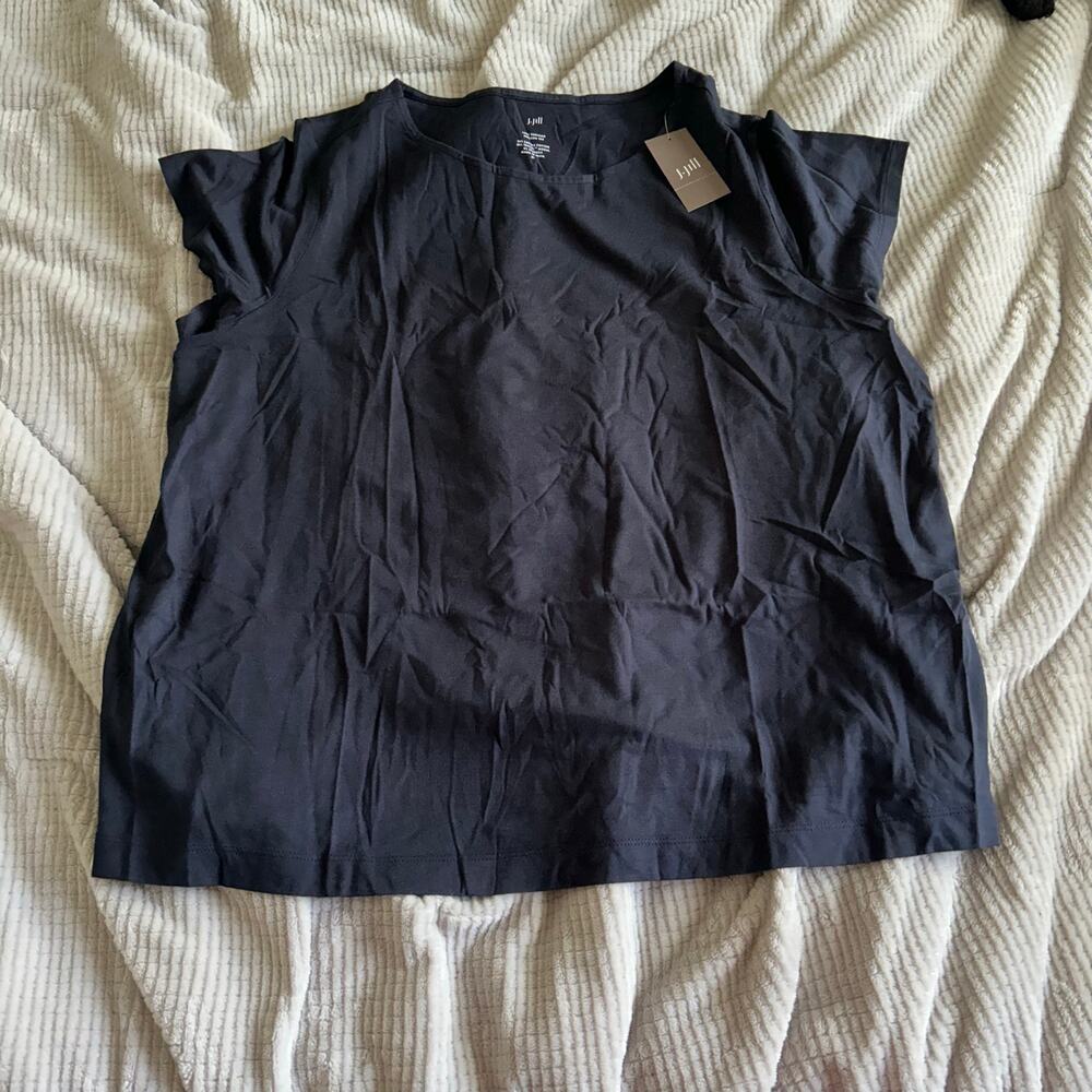 J. Jill Short Sleeve Luxe Supima Cotton Business Casual T Shirt size XL in Navy